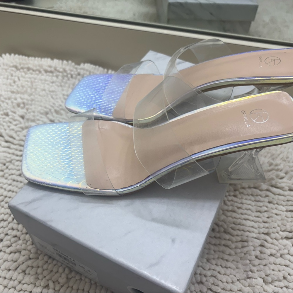 Clear and Iridescent Heeled Sandals